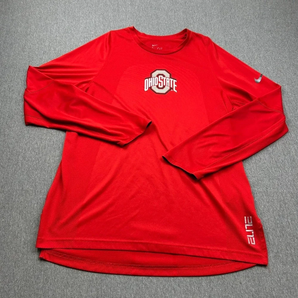 Ohio State Nike Elite‎ Dri Fit Mens Large Red Long Sleeve Shirt